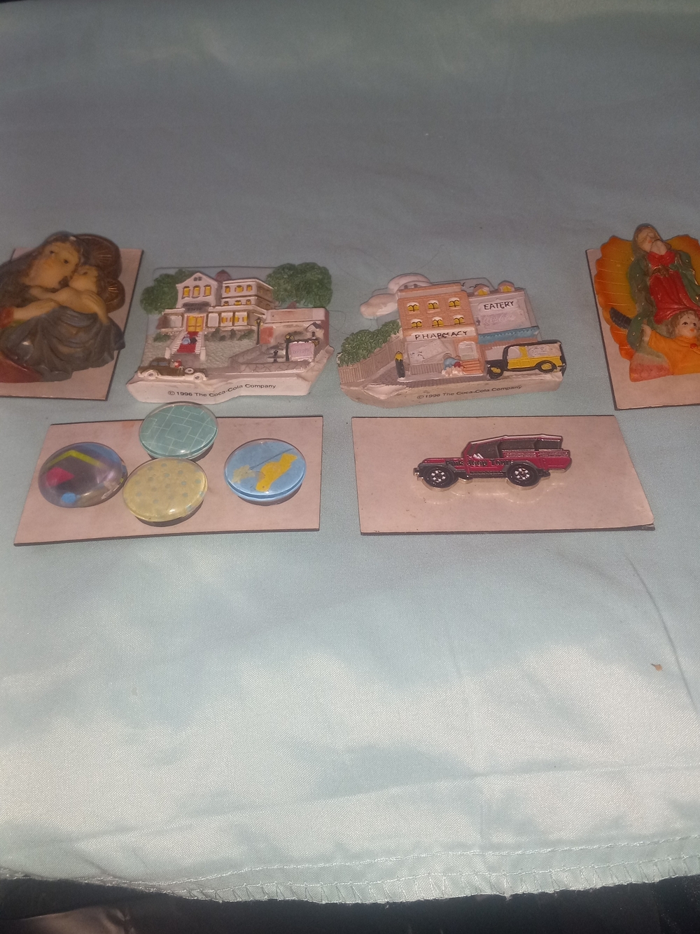 13 Refrigerator Magnet  Assorted Blue and Multicolor Decorative Home Accents Set